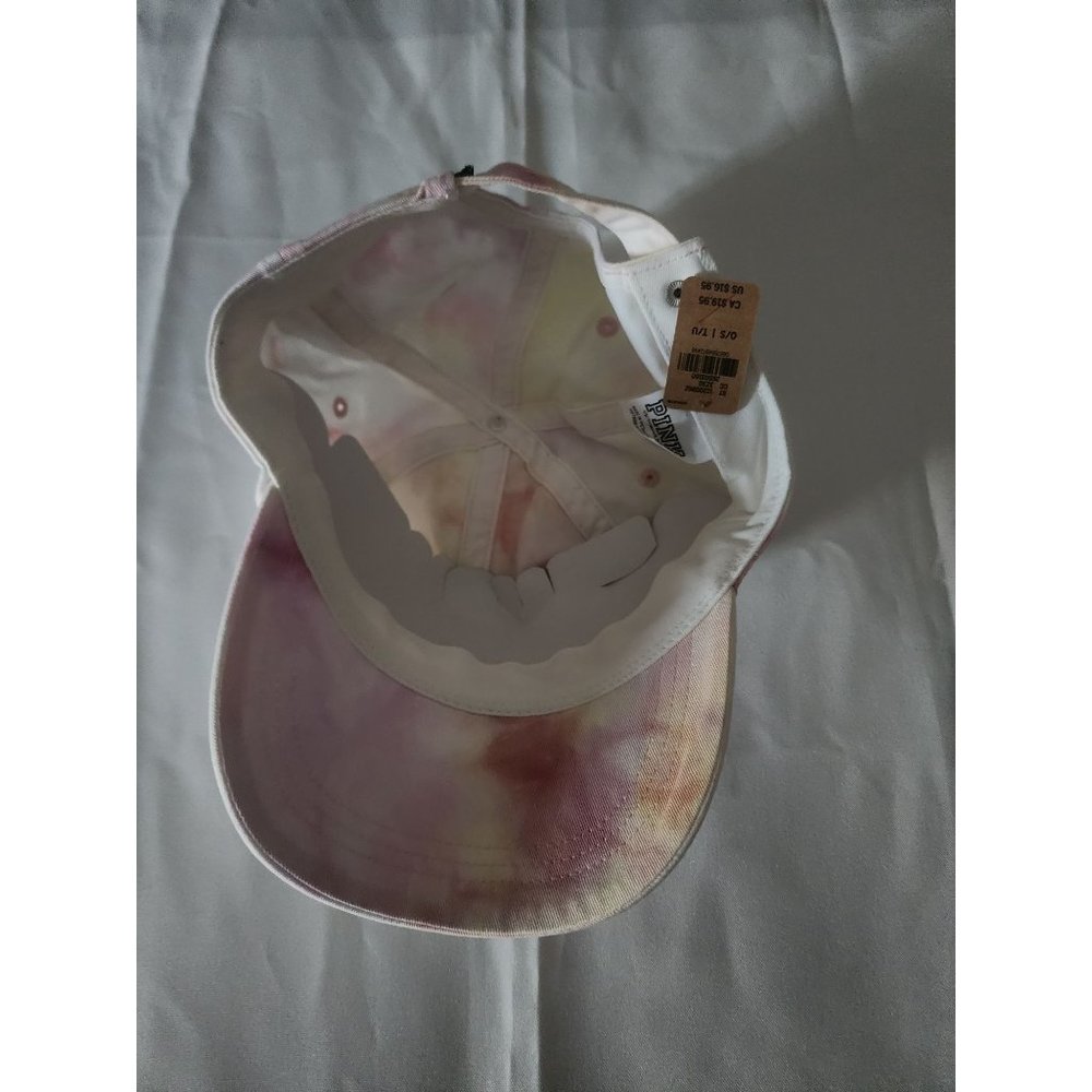 Victoria's Secret PINK White/Multi Tie Dye Baseball Hat One Size New With Tags - Picture 5 of 13